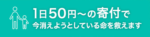 1日50円～の寄付で、今消えようとしている命を救えます。